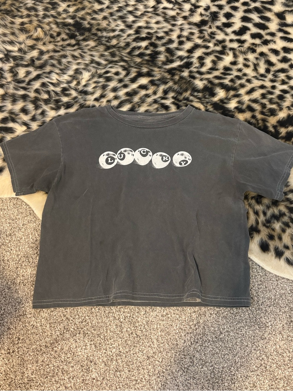 Urban Outfitters Charcoal Gray 'Lucky' Graphic Tee